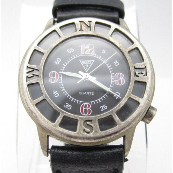 Vtg 1990 Women Guess Quartz WR Analog 34mm Dial Contemporary Round Watch (F157) - Picture 1 of 10